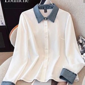 White and Blue Button-Up Shirt